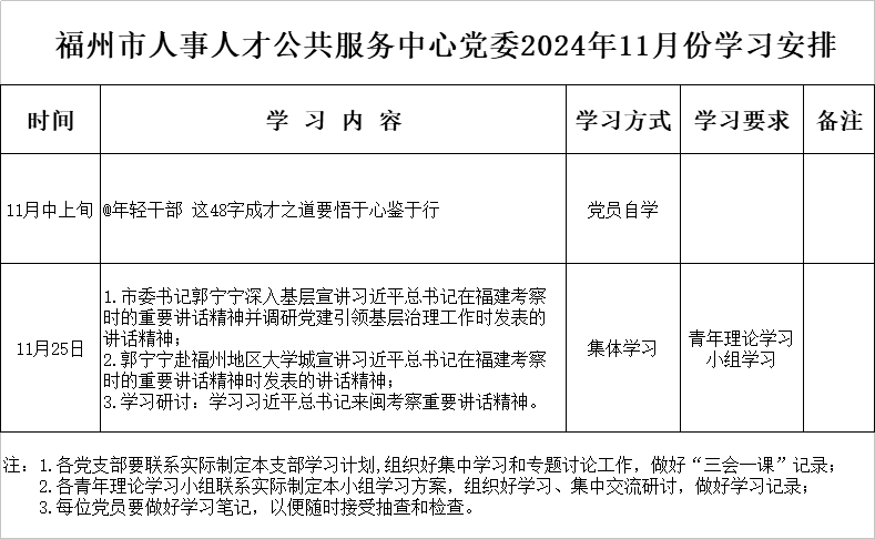 福州市人事人才公共服務中心黨委2024年11月份學習安排.jpg